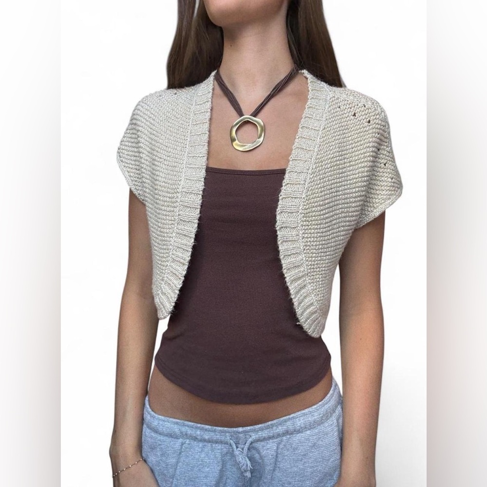 Cream Open-Front Knit Shrug - Women Sweaters
